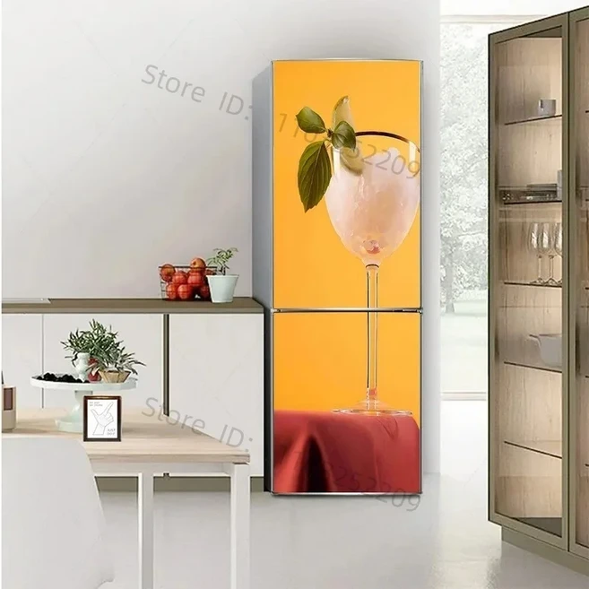 해변 냉장고 문짝 벽화 스티커 방수 비닐 냉장고 냉동고 문짝 포스터 맞춤형 3D 벽지 장식, 11_77x200cm(cut 2pcs)