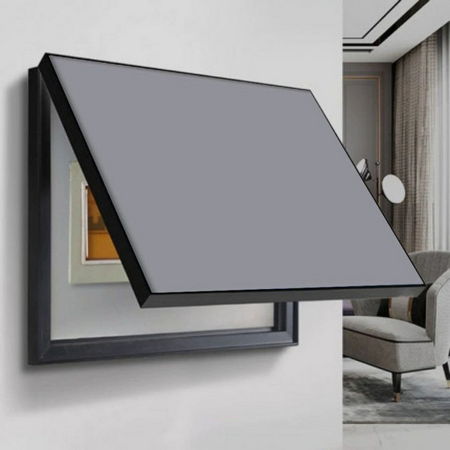 분전함 커버 배전반 두꺼비집 덮개 월패드 가리개 인터폰, 그레이 블랙 프레임