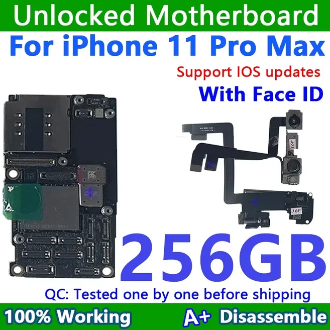 iPhone 11/11Pro/11Pro max용 100% 작동 잠금 해제 마더보드(얼굴 ID 포함/없음 메인보드 지원 iOS 업데이, 14 11promax-256g Face