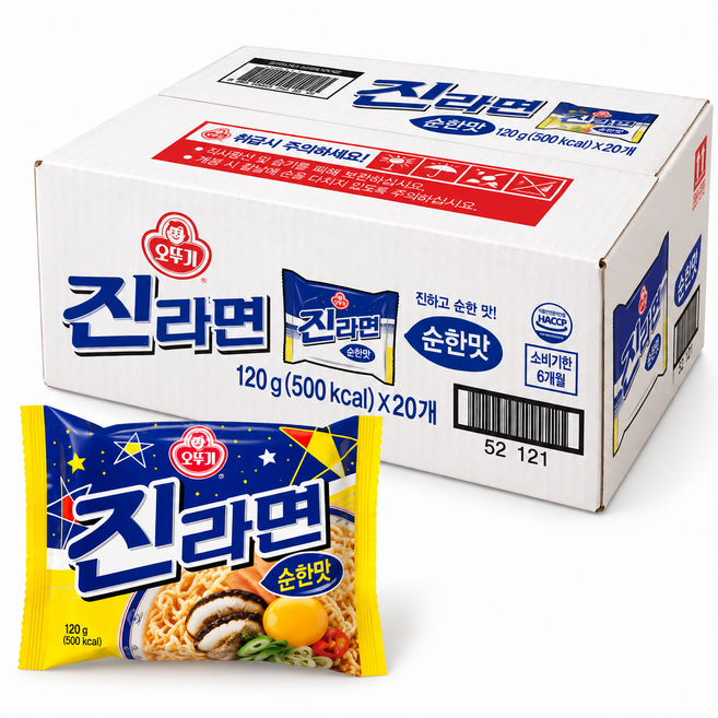 오뚜기 진라면 순한맛 120g, 20개