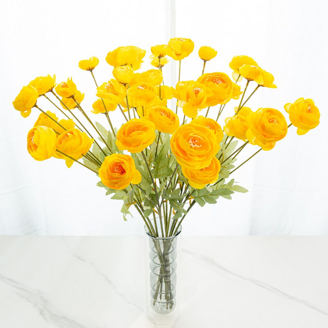 할메이드 생화같은 조화 매화 꽃 hf41 라넌큘러스 3p, 옐로우, 3개