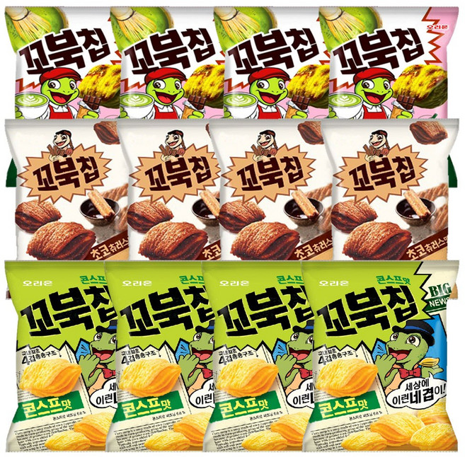 꼬북칩 말차초코 104g+콘스프 64g+초코츄러스 64g, 4세트, 232g