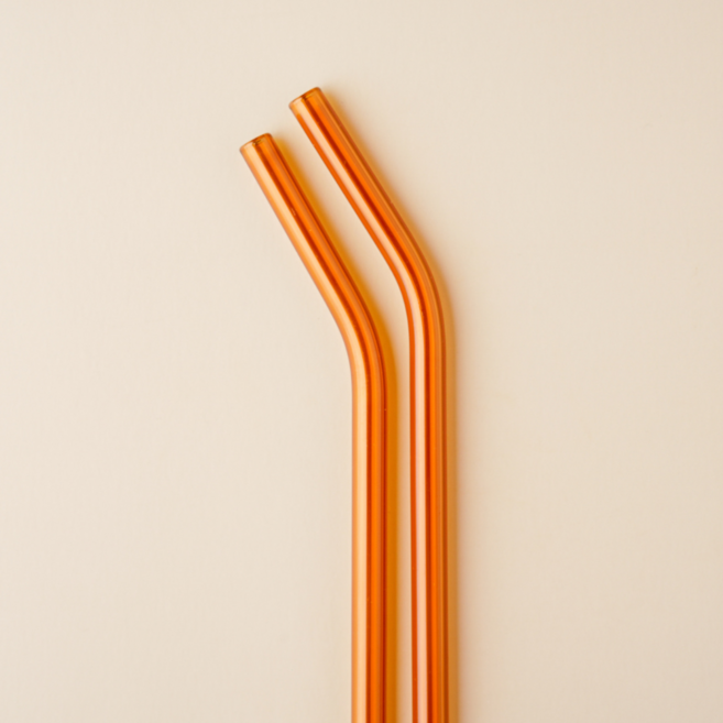 지구사랑 다회용 유리빨대 스트로우 텀블러 커브 주황 G02A, 1개, 1개입