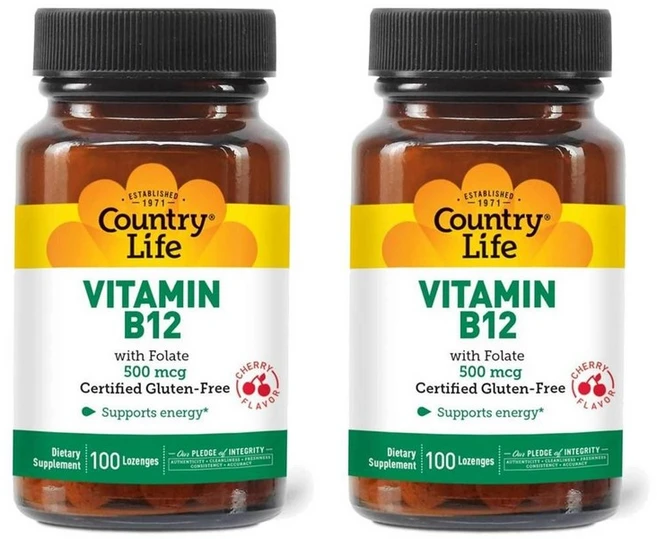 컨트리라이프 비타민 B12 500mcg 엽산 함유, 100정, 2개 - 쿠팡
