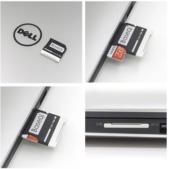 알루미늄 카드 리더기 심리스 마이크로 SD 카드 어댑터 델 XPS 15 인치 9550 델 인스피론 14 인치 5445 델 M5510 BaseQi, 1개