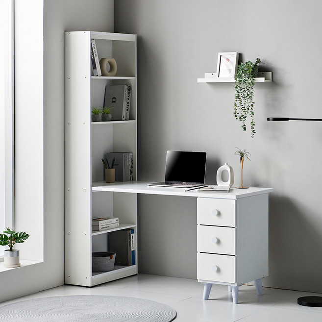 파로마 이즈 줄리아 1200 책장형 서랍 책상, 화이트 ISK037
