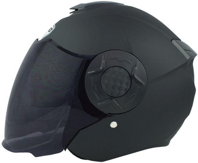 코모 6250 오토바이 오픈페이스 헬멧 이너쉴드 내장형 초경량 950g, 무광검정 (스모크쉴드)
