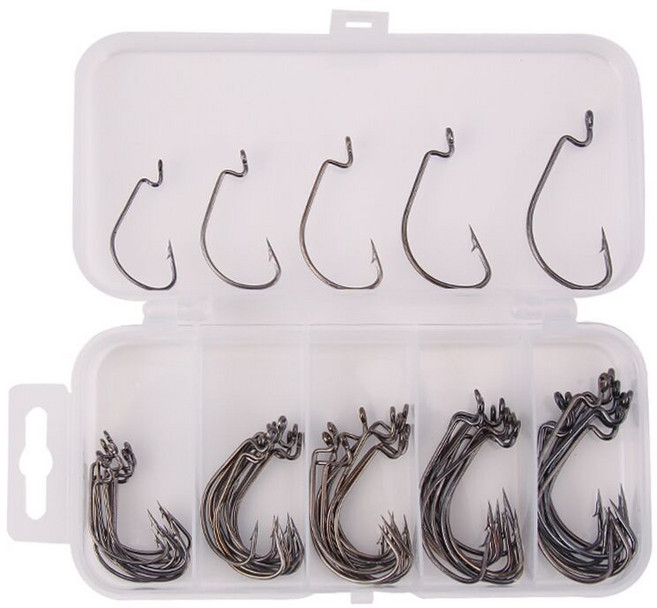 FISHHUNTER 루어낚시바늘 와이드훅 50개 한세트, 2세트