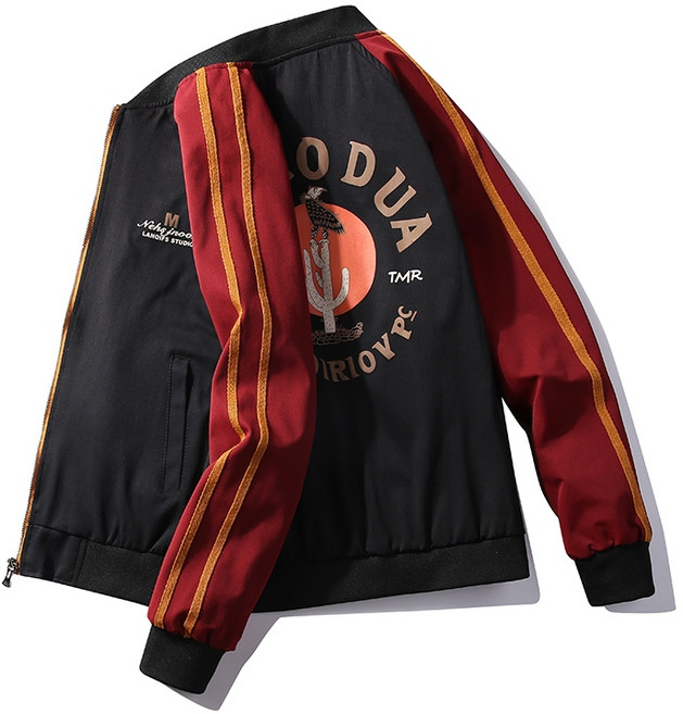 潮牌拼接撞色飛行夾克 薄款防風外套 寬鬆休閒夾克 棒球外套 男款工作外套/騎車外套【台灣現貨】