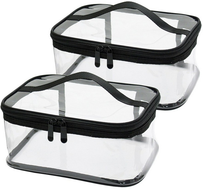 미짱 투명파우치 사각 대형 2p 화장품 여행용 다용도 파우치