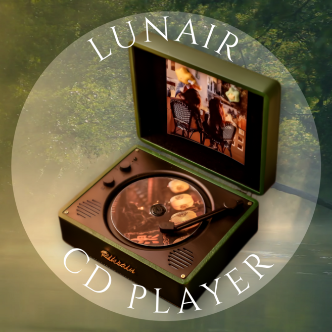 Lunair CD 플레이어 블루투스 턴테이블 스피커 내장 휴대용 MP3 레트로 씨디 감성, 브라운