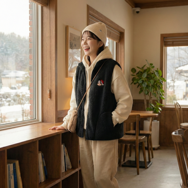 몽글 미키 베스트 양털조끼 디즈니정품