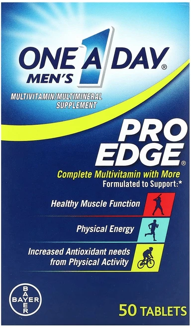 One-A-Day 남성용 Pro Edge 완전한 종합비타민 50정이 함유되어 있습니다., 50정, 1개 - 쿠팡