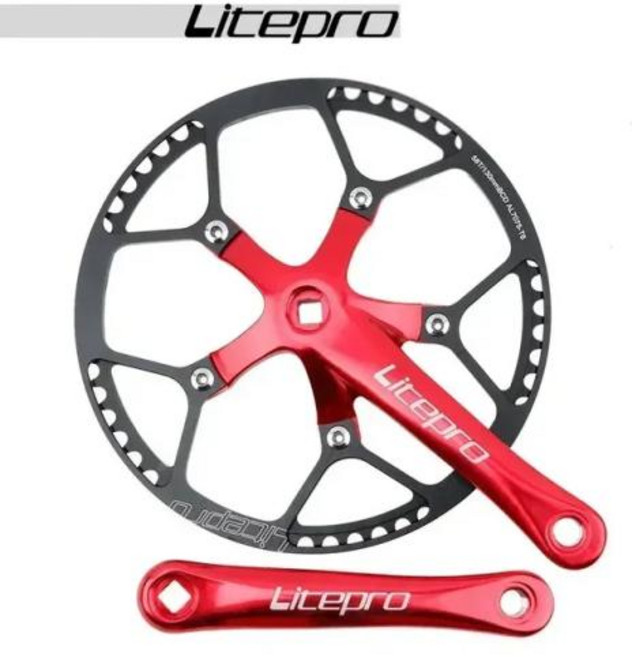 자전거 체인 Litepro 스퀘어 커넥팅 로드 크랭크셋 130 BCD 체인링 45T 47T 53T 56T 58T 크랭크 및 체인휠 그래블 바이크용, Black Red, 1개