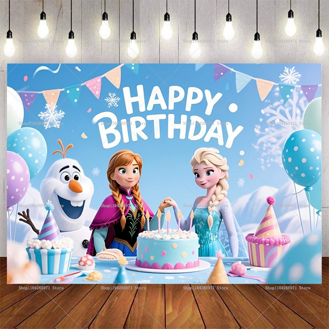 유치원 어린이집 행사 공용 포토존 배경 현수막 촬영용 겨울왕국 엘사와 안나 공주 소녀 생일 파티 촬영 장식 베이비 샤워 눈의 성 배너, [00] 180X120CM, [00] G-5385 보육시설, 원내행사, 유아기관,