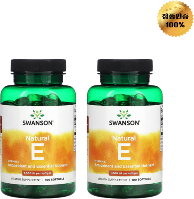 1+1 스완슨 천연 비타민E 1000IU 소프트젤 100정, 2개