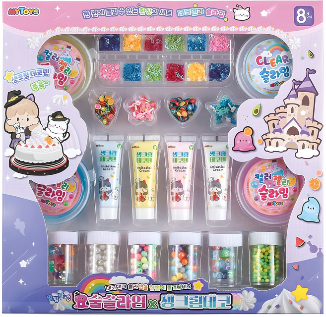 MYTOYS 요술 슬라임 + 생크림 데코덴 세트, 혼합색상, 540g, 1세트