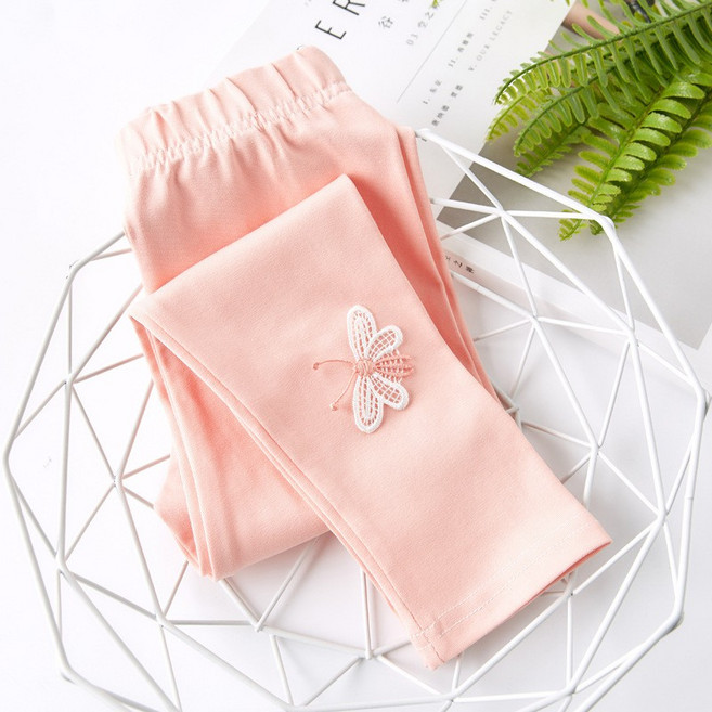兒童棉質蝴蝶刺繡九分內搭褲 春秋薄款 韓版設計