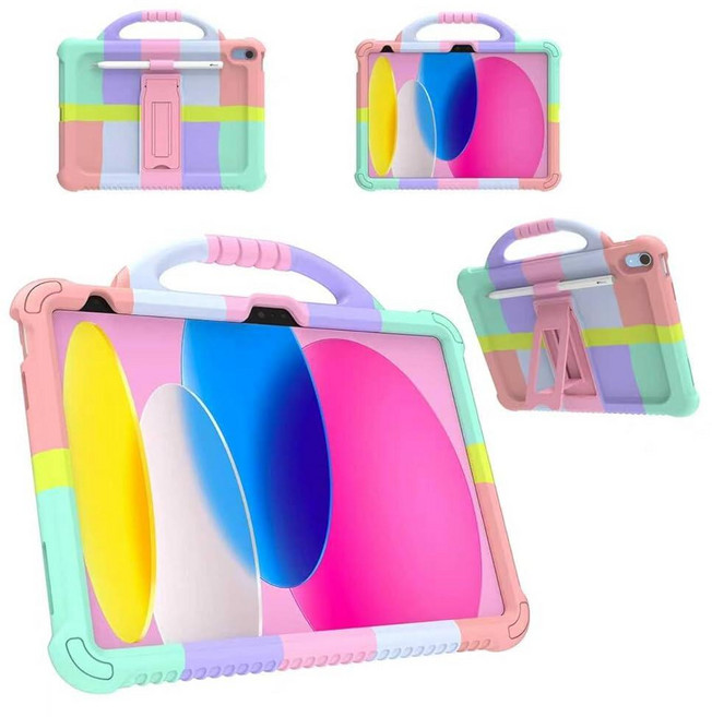 Kids Case for iPad 11th Generation (A16) 11 Inch & 10th 10.9 Inch Shockproof Protective Cover wit, Rainbow