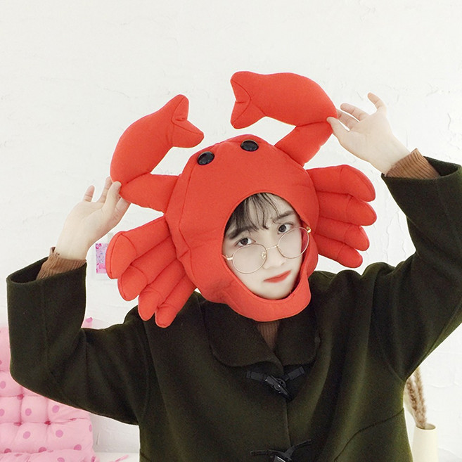 허니잼 귀여운 캐릭터 인형모자 파티 인생네컷 촬영소품 인형탈 행사 파티 모자 분장, 1개, 꽃게