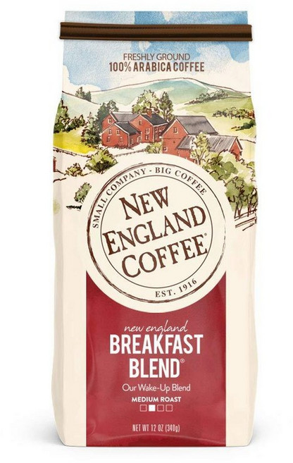 New England Coffee 콜롬비안 수프리모 그라운드 커피 미디엄 로스트 11 oz, 12온스(1개입), 브렉퍼스트 블렌드, 340g, 1