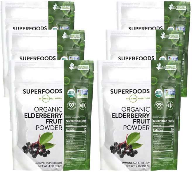 MRM뉴트리션 유기농 엘더베리 과일 파우더 4oz(113g), 113g, 6개 - 쿠팡