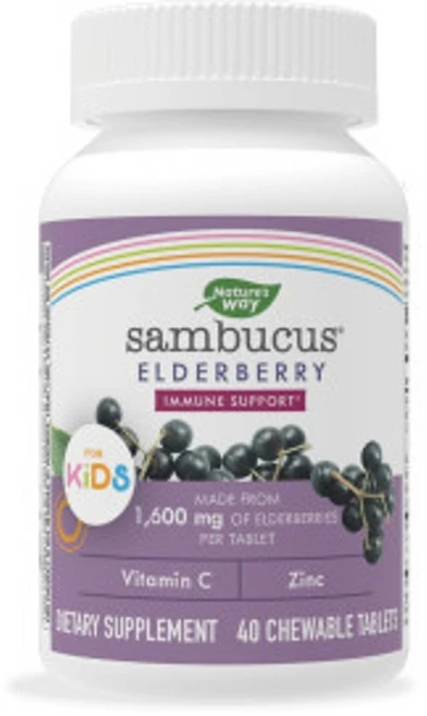 네이쳐스웨이 삼부커스 스탠더다이즈드 엘더베리 어린이 비타민 츄어블 타블렛, 40정, 1개 - 쿠팡