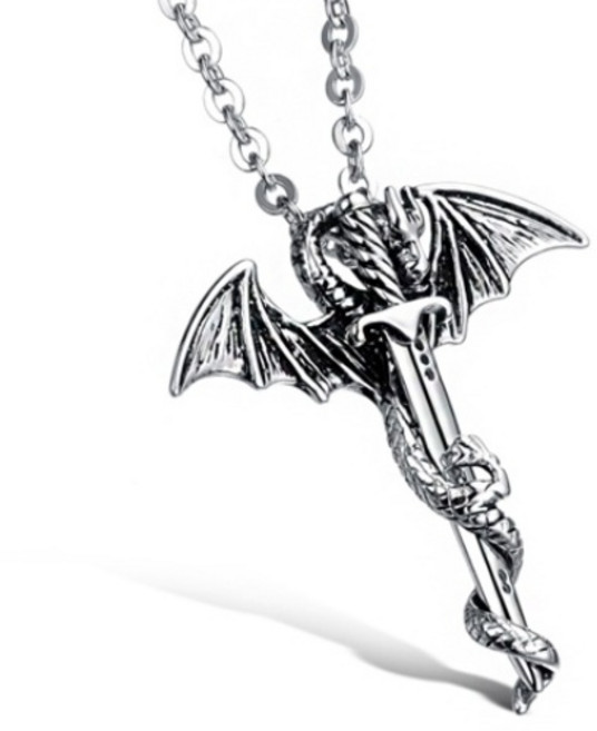 에르모사제이 맨즈 MN004 써지컬 스틸 드레곤 검 팬던트 목걸이