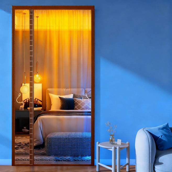 현관 방풍막이 바람막이 투면커튼 방풍비닐 베란다 자석문 방한 방염 벨크로테이프 커튼고리 압정, 브라운, 1개