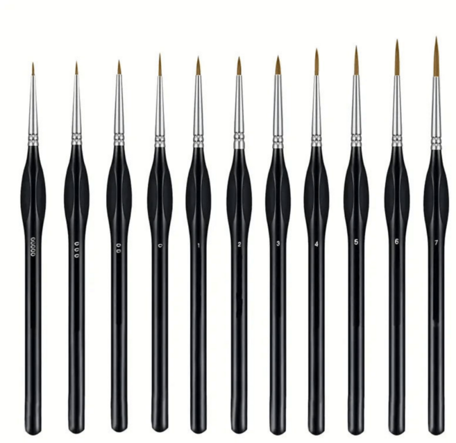 모디안 다용도 미술 브러쉬 라인 세필붓 11종 세트 블랙, 2세트, 17.5~19.4cm