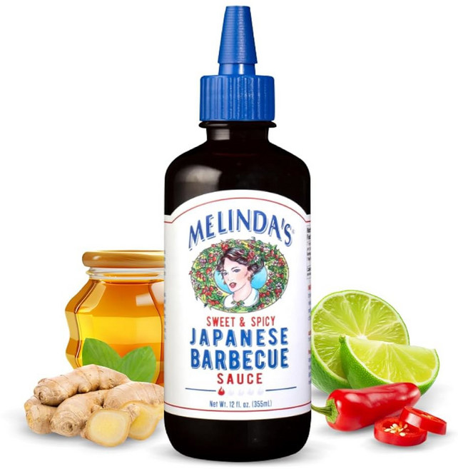 Melinda's 바베큐 소스 멜린다의 식 고급 매운 및 마리네이드 간장 생강 마늘 홍고추 꿀로 만들어짐 코셔 글루텐 프리 12온스 1팩, 1개, 355ml