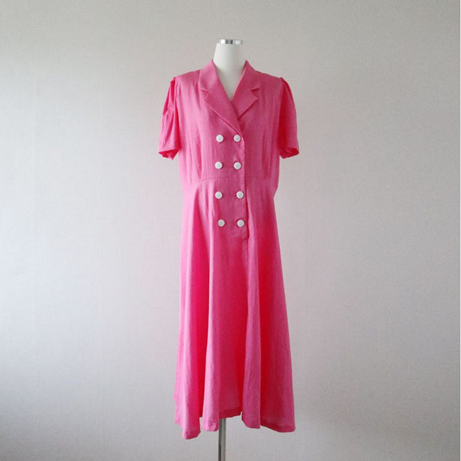 더블 카라 단추 롱원피스 (2color)