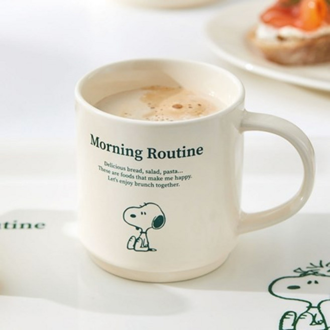 [텐바이텐] 피너츠 스누피 레터링 머그컵, 1개, 아이보리