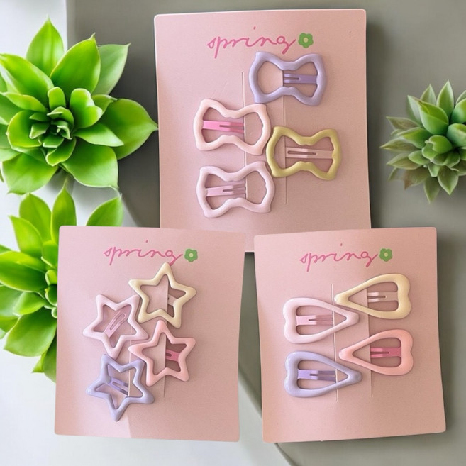 유아 귀여운 머리핀 여성 헤어핀 12개 세트 4색상