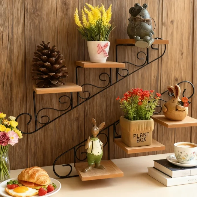 옷가게 벽걸이 진열대 특수 선반 레트로풍 나무 심플, 01 다크 카키