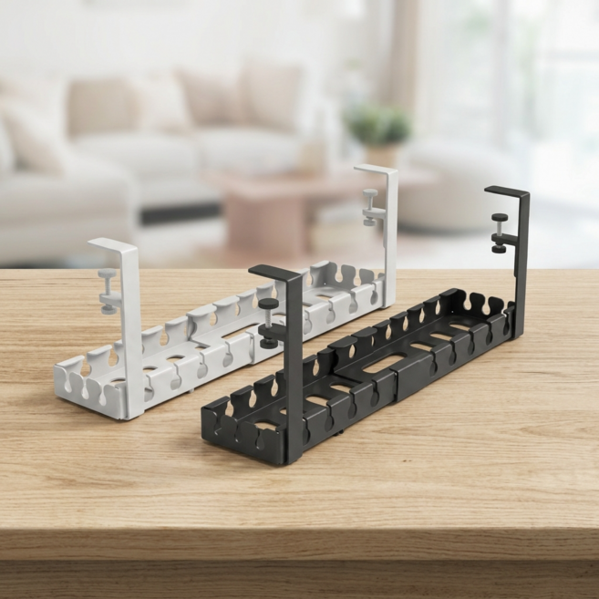 디오픽 멀티탭 거치대 선반 길이조절 확장 무타공 선반, 블랙, 1개