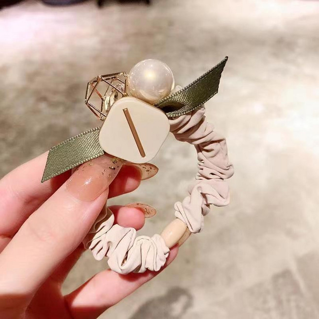 日韓風珍珠髮飾 簡約氣質布藝蝴蝶結髮圈