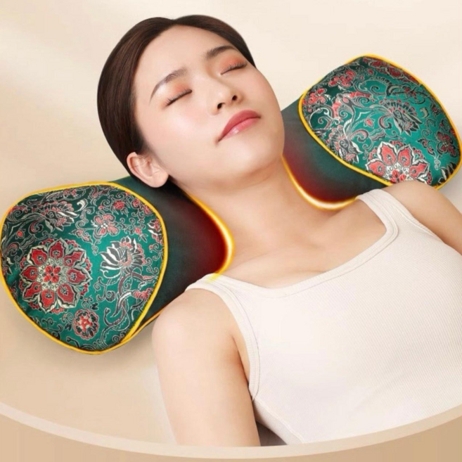 WIRQO 전기 가열 쑥 베개 목 베개 목 온열 찜질기 뜸 베개 수면 잠자기 전용 베개, 그린, njoi