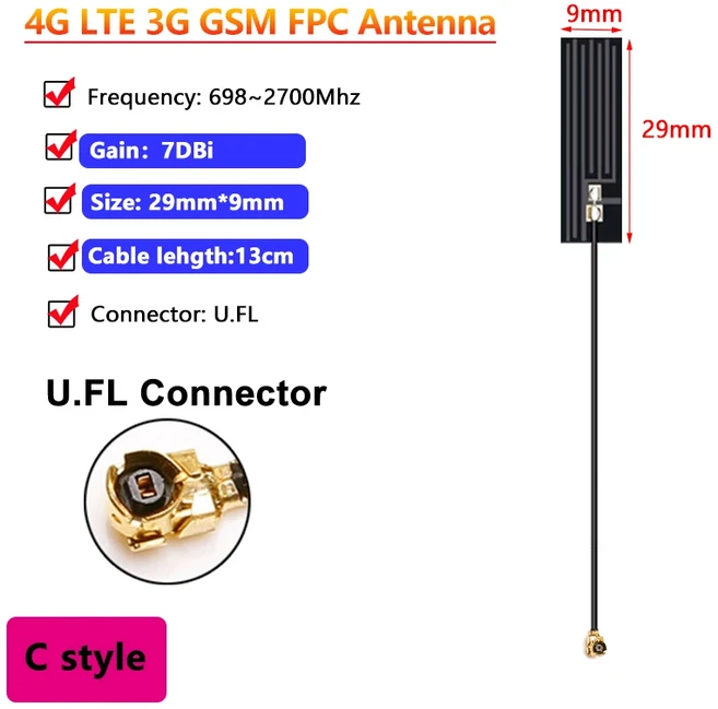 광대역 내장형 4G LTE GSM FPC 유연한 WiFi 안테나 고이득 7dbi 내부 보드 U.fl 거딩 10 개, 03 10pcs U.FL 13cm