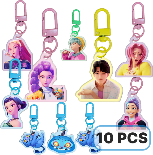 케이팝 데몬 헌터스 아크릴키링 10종 세트 케데헌 굿즈, 혼합색상, 10개
