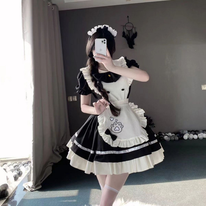 핫스윗 메이드 코스프레 여성 반팔 하녀복 애니메이션 메디드복 코스튬 졸업식 파티복HF