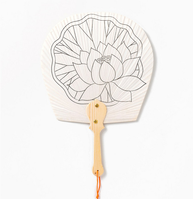 민화샵 고급형 전통 평부채 만들기, 1개, 연꽃 SDPPP0043