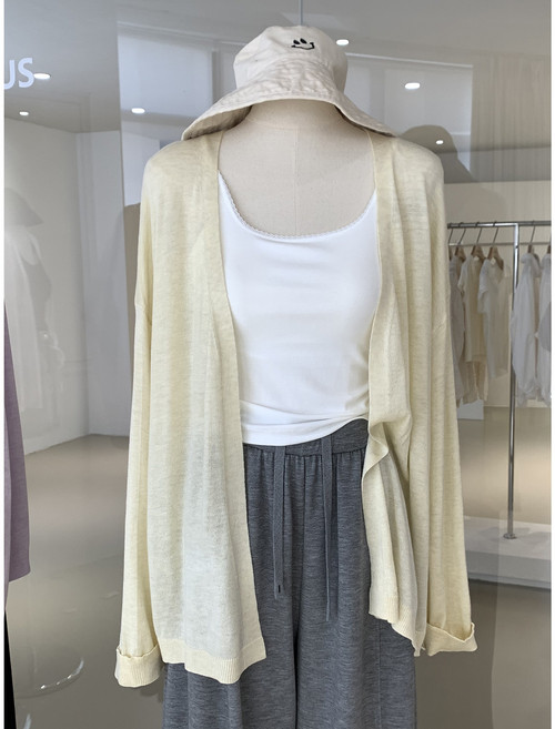 SONOVA 쏘노바 여성 여름 루즈핏 오픈 니트 가디건 얇은 썸머 가디건 살안타템 에어컨템 데일리 아우터