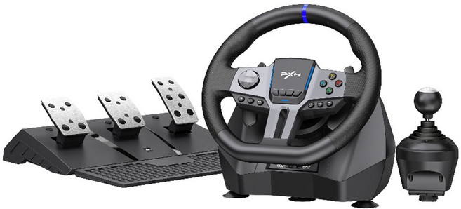 피엑스엔 V9 젠 2 PC + 콘솔게임기 호환 가능 게이밍 레이싱 휠, 1개, 블랙