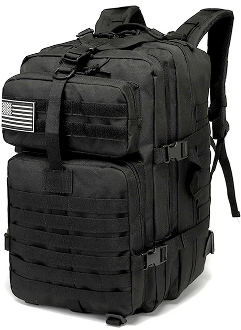 ROJI 대용량 밀리터리 군인 등산 캠핑 백팩, 블랙 - 쿠팡