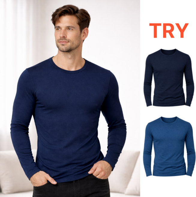 트라이 국산 프리미엄 모달 히트업 기능성 발열 내의 긴팔 상의