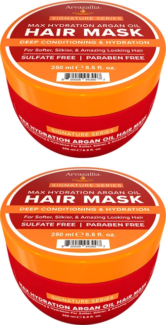 Arvazallia Hydrating Argan Oil Hair Mask Treatment 알바자릴라 아르간 오일 헤어 트리트먼트 250mlX2, 250ml, 2개 - 쿠팡