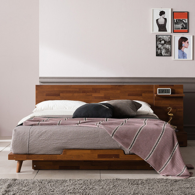 잉글랜더 피칸 멀바우 평상형 침대(매트제외-라지킹), 멀바우 브라운