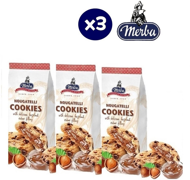 네덜란드 메르바 더블 초콜릿 쿠키 초코칩 초코 쿠키 대용량 과자, 200g, 3개