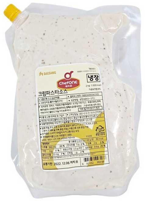 청정원 대용량 크림파스타소스 2kg 까르보나라 쉐프원, 500g, 1개
